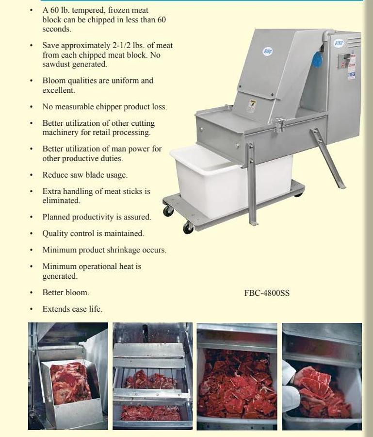 Used BIRO FBC4800 Frozen Meat Block Chipper