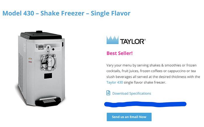 Used TAYLOR 430 FROZEN DRINK Machine shake smoothie coffee cocktail